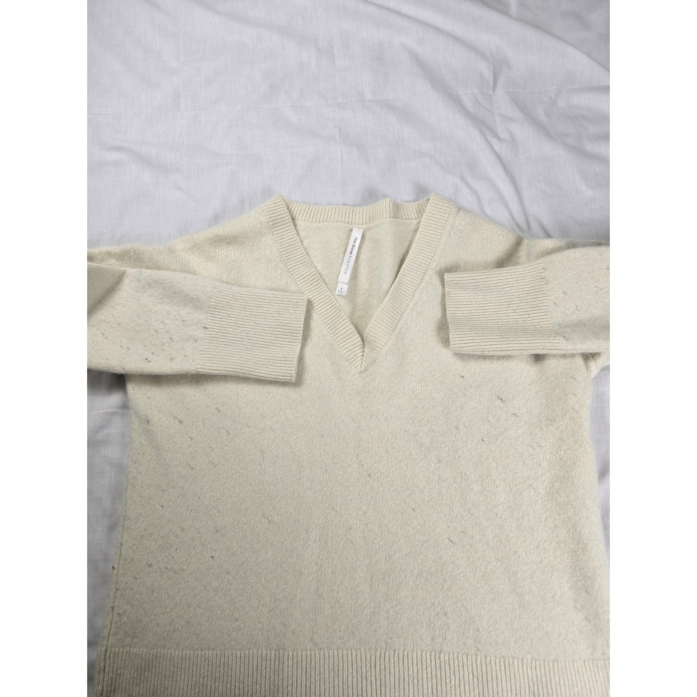 The Group Babaton Sweater Womens Large‎ White Cashmere V Neck Pullover Knit